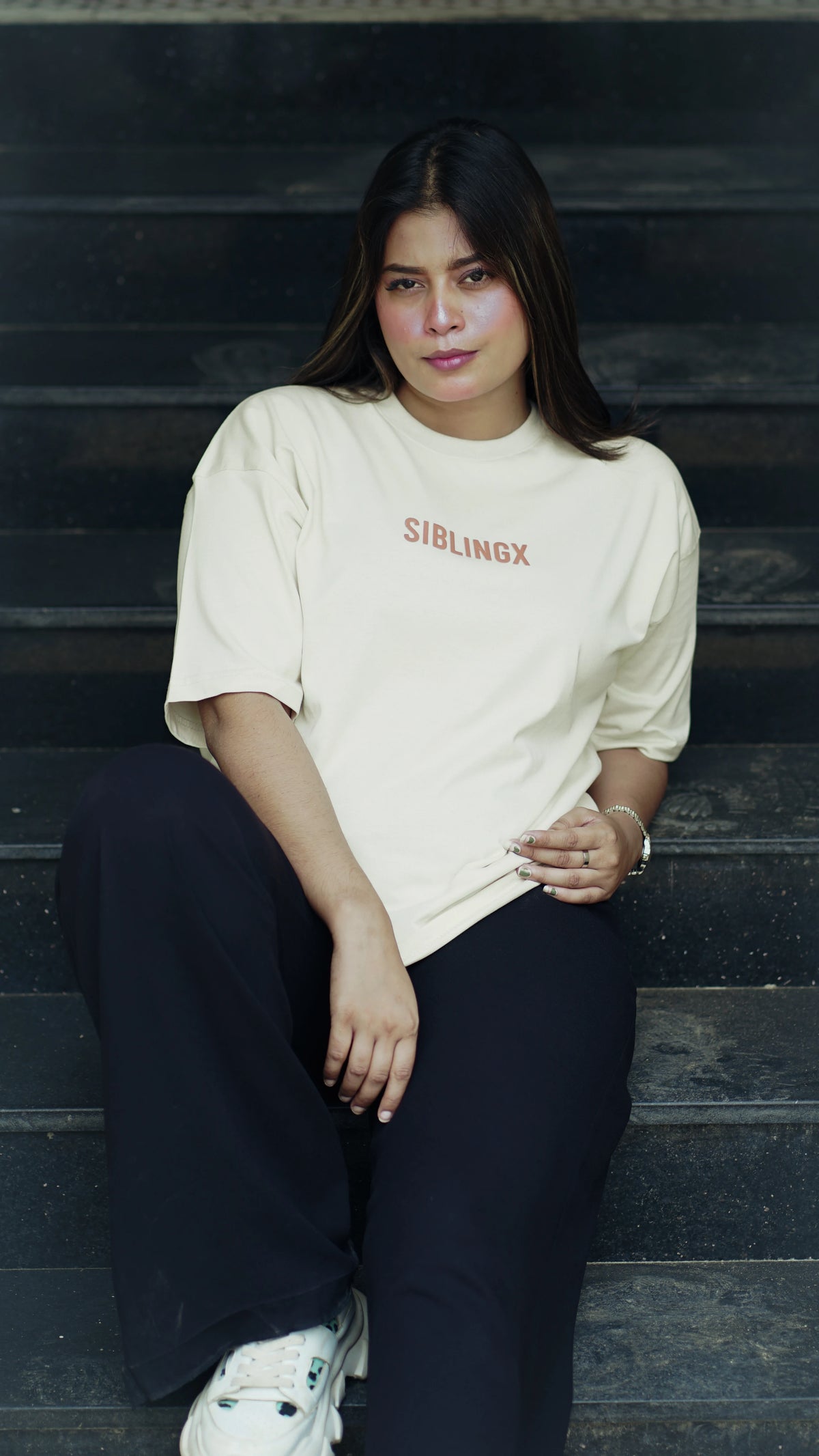 Tempo Oversized Graphic T-Shirt Cream